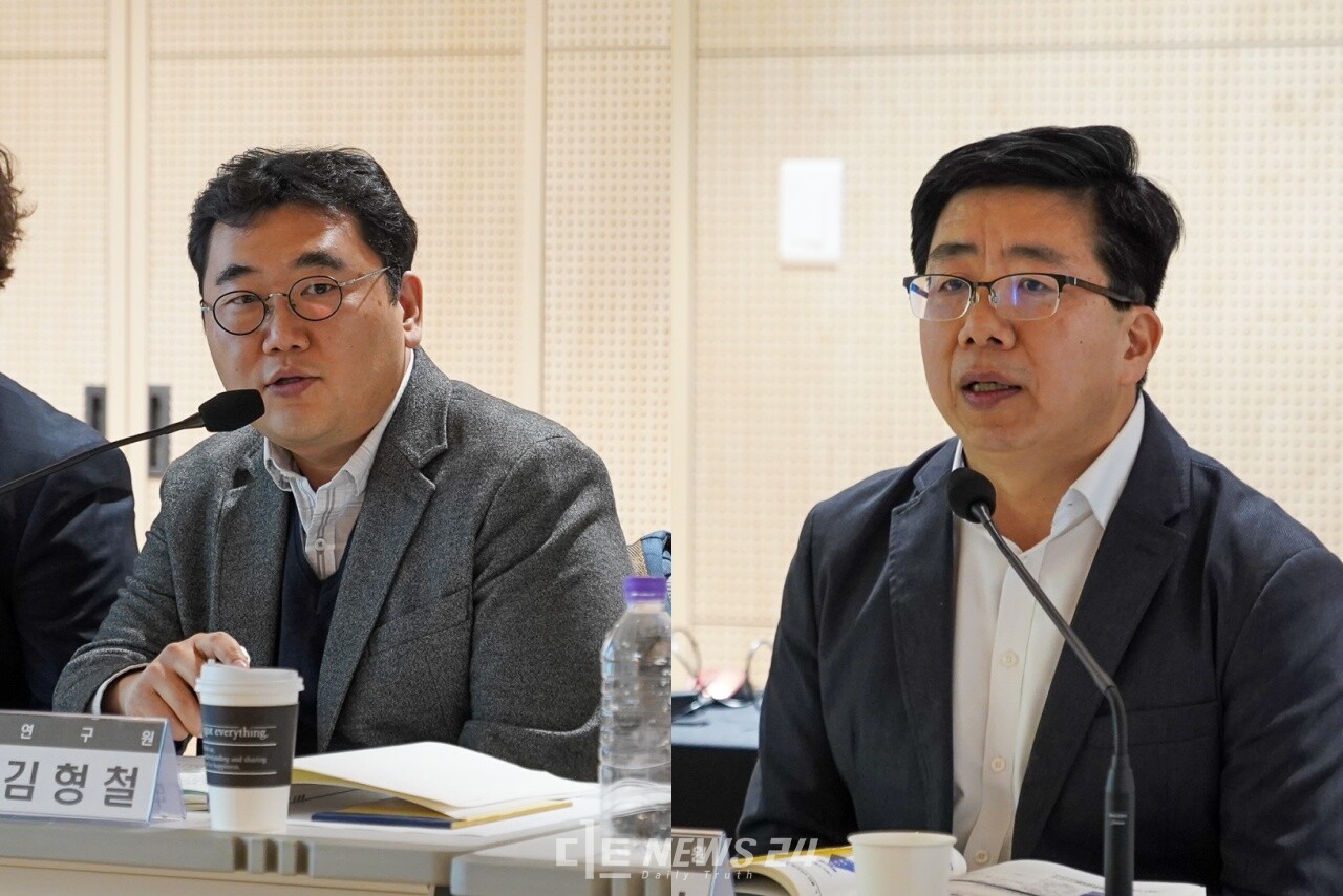 김형철 충남연구원 연구위원(왼쪽)과 정윤선 산업연구원 연구위원이 주제발표를 하고 있는 모습. 황재돈 기자. 