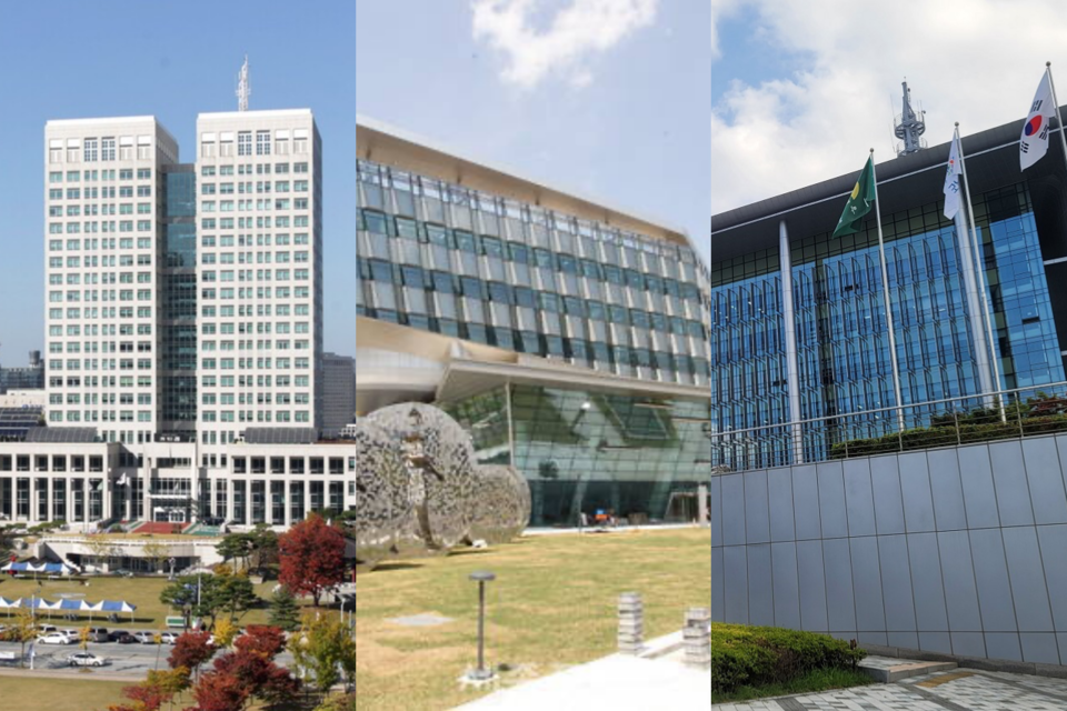 충청권에는 없거나 부족한 시설이 많아 지역민들이 불편을 겪고 있다. 왼쪽부터 대전시청, 세종시청, 충남도청 전경.