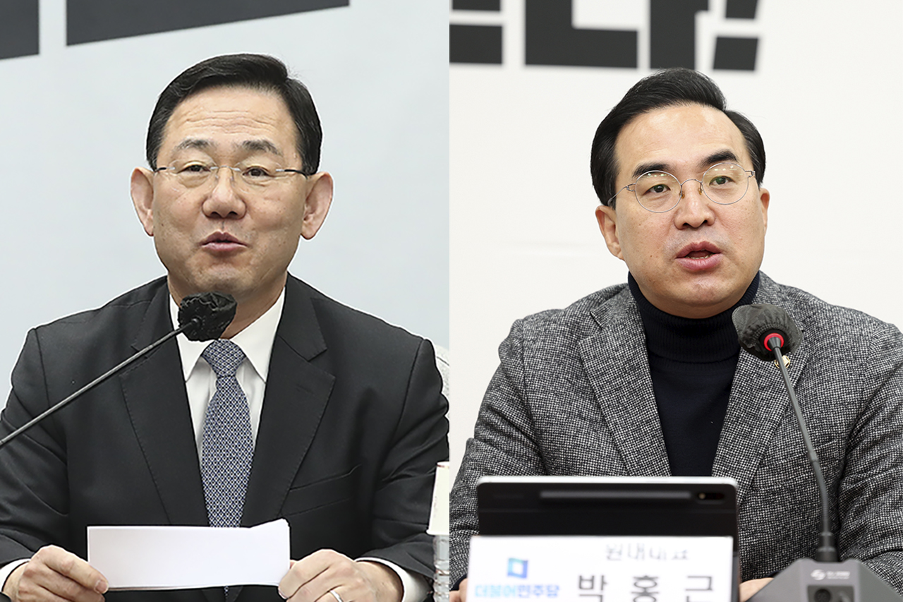 주호영 국민의힘 원내대표(왼쪽)와 박홍근 더불어민주당 원내대표. 자료사진.