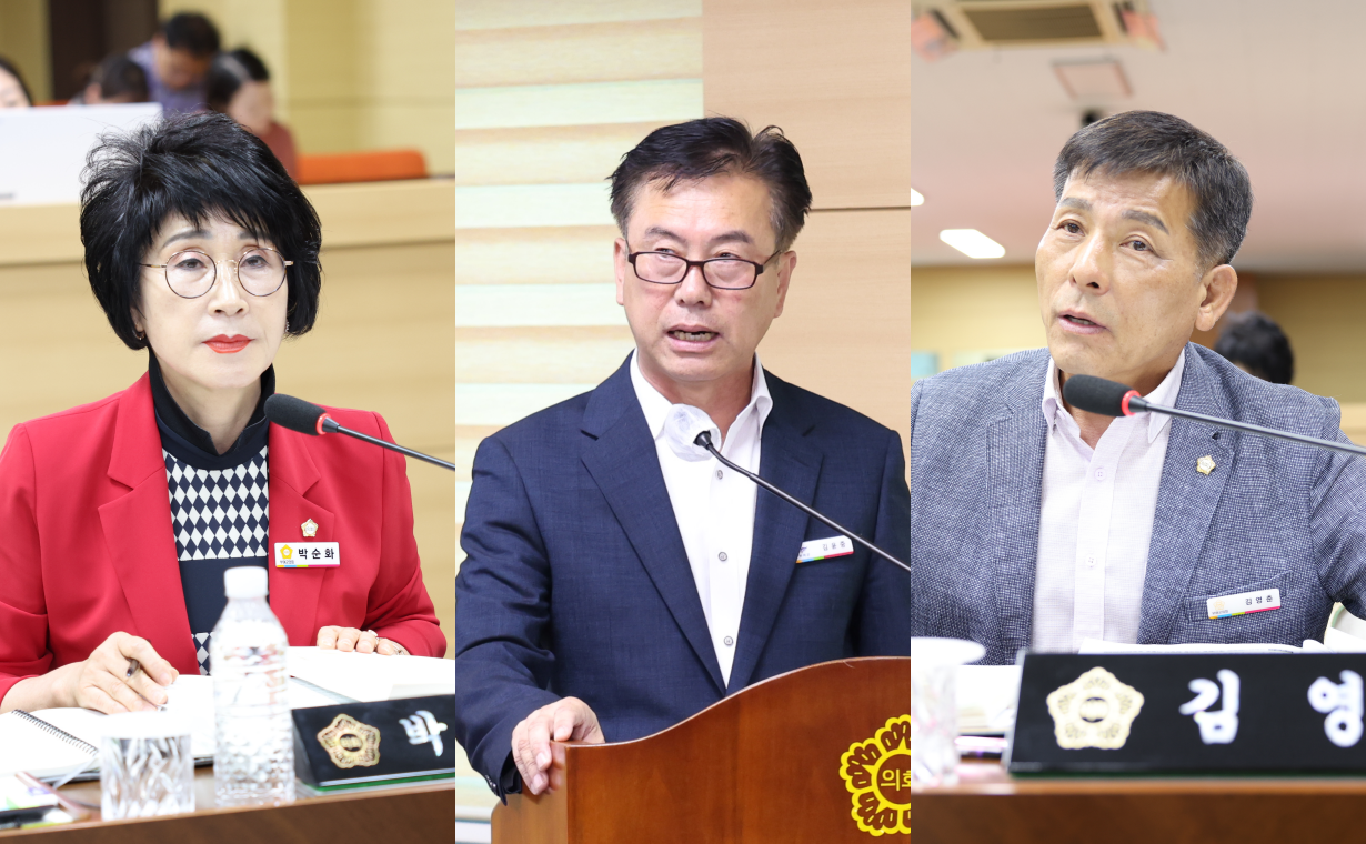 왼쪽부터 박순화 의원, 김윤중 기획담당관, 김영춘 의원. 부여군의회 제공.