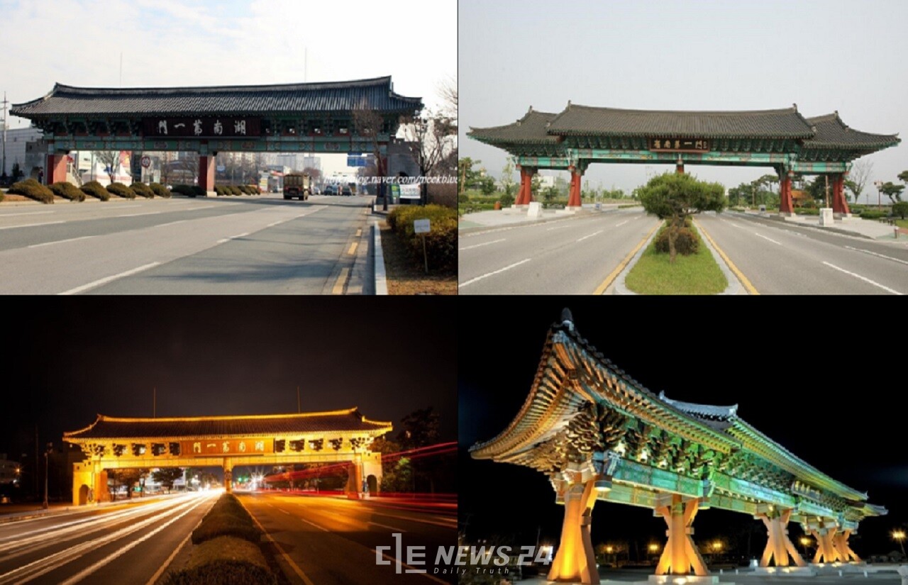 전주시(좌)와 김천시(우) 진입 관문 모습. 