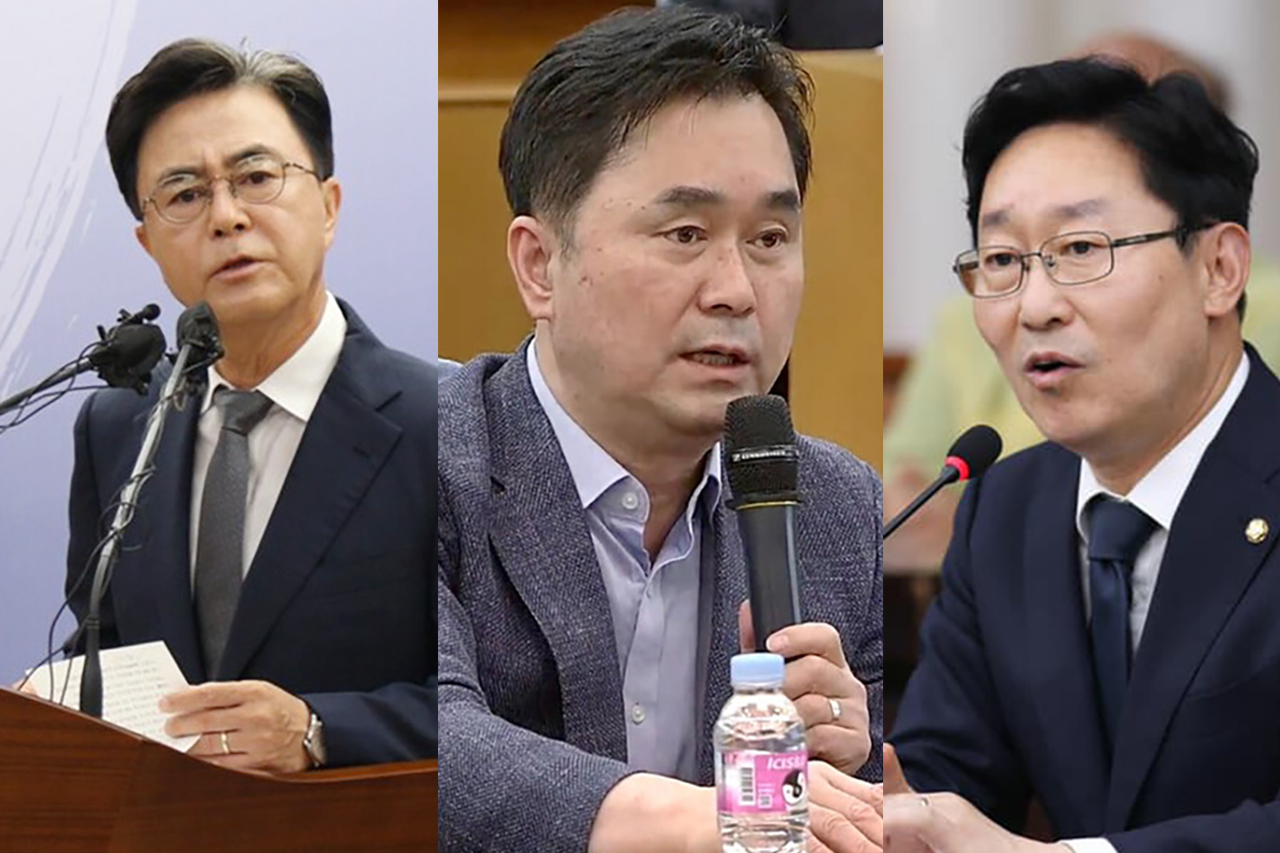 왼쪽부터 김태흠 충남지사, 김종민·박범계 더불어민주당 의원.
