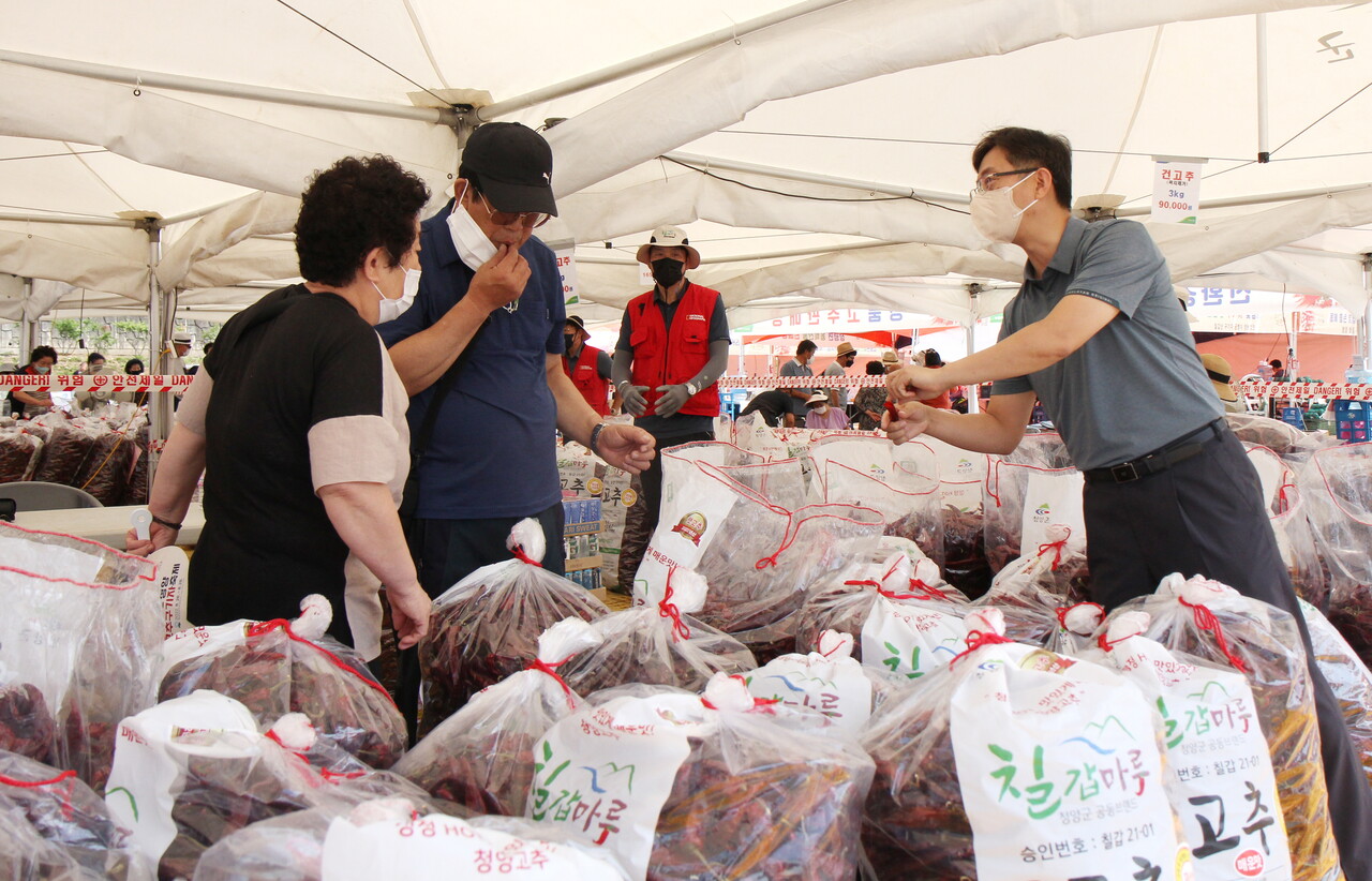 지난해 축제장에 마련된 고추 판매 부스 모습. 자료사진, 