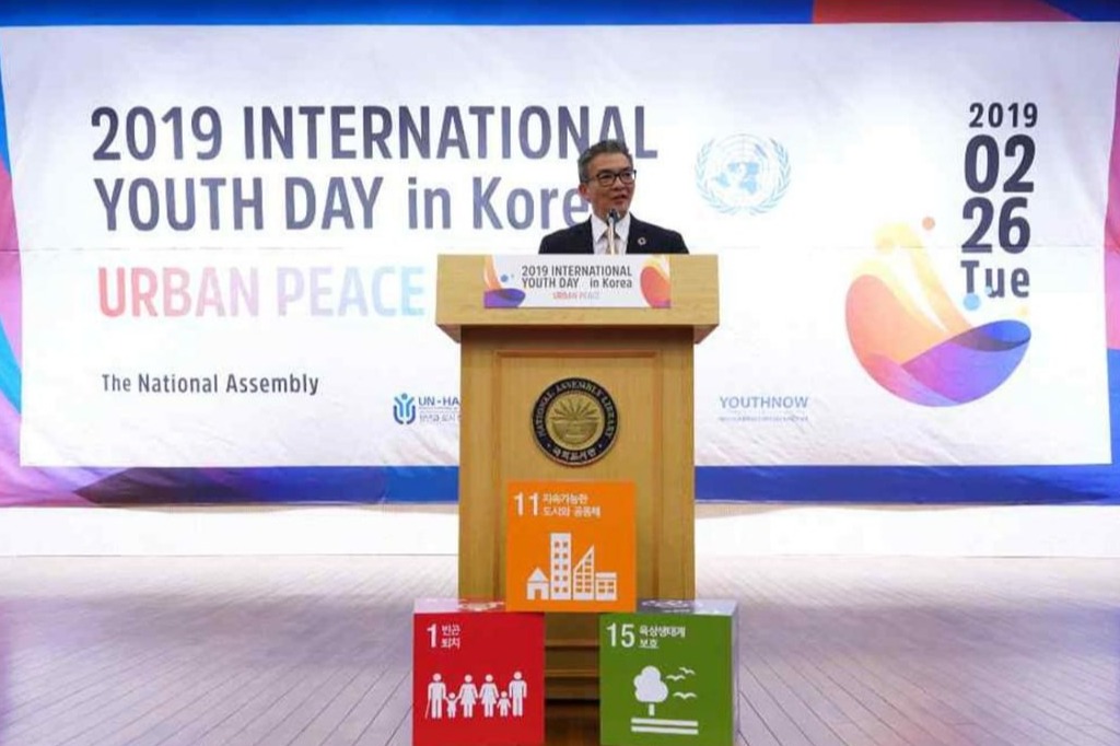 2019년 2월 26일 '대한민국 국제 청년의 날' 당시 유엔해비타트 본부 관계자 초청 및 한국위 설립에 관한 협의 당시 모습. 박 전 수석 측 제공. 