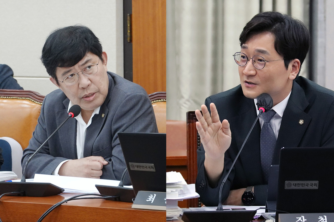 윤창현 국민의힘 의원(왼쪽)과 장철민 더불어민주당 의원.