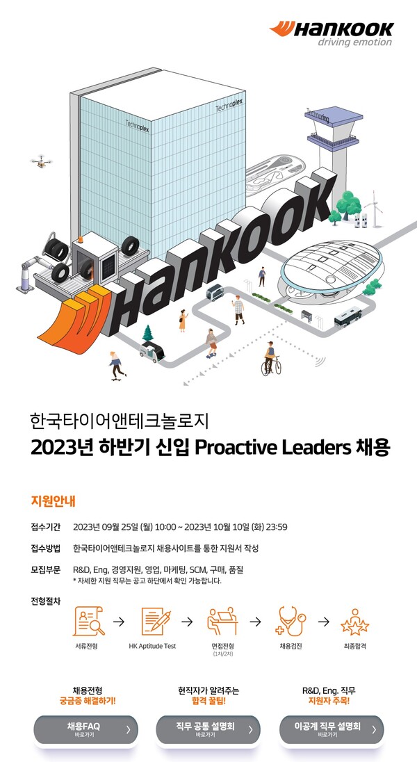 한국타이어 2023 하반기 프로액티브 리더 공개 채용 포스터.