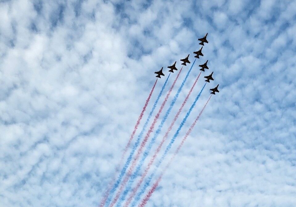 2023계룡군문화축제, 공군특수비행팀 블랙이글시 기동 모습. 박성원 기자.