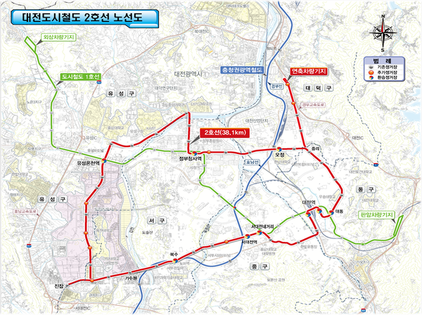 대전 도시철도 2호선 트램 노선도. 대전시 제공.