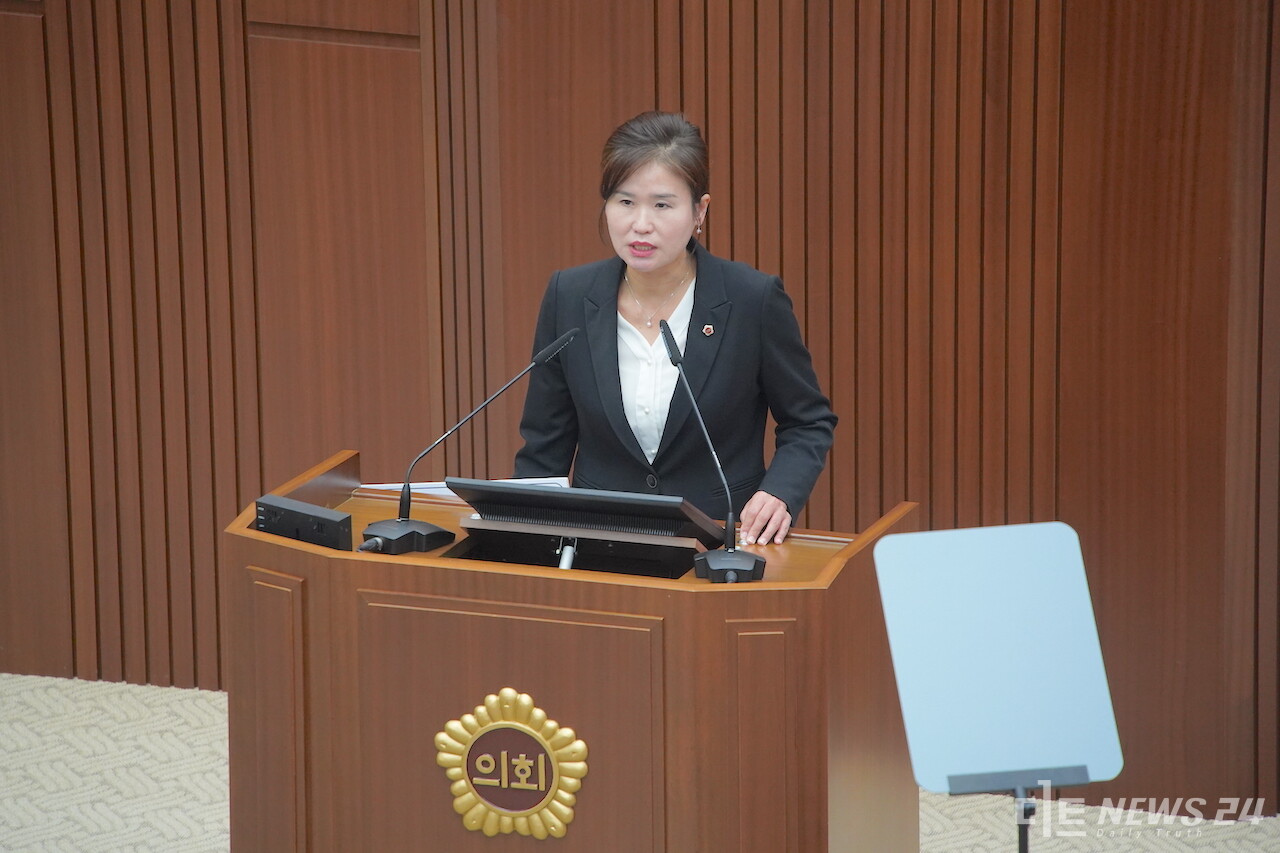 27일 제85회 세종시의회 임시회에서 5분 발언을 하고 있는 여미전 시의원. 정은진 기자