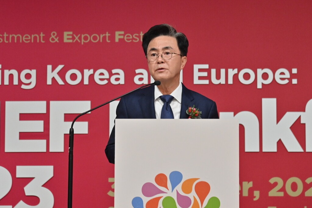 김태흠 충남지사가 '외자유치'를 위해 독일 출장중인 가운데, 31일(현지시간) 프랑크푸르트에서 지방정부로는 최초로 '글로벌 기업 대상 투자설명회'를 개최했다. 충남도 제공.