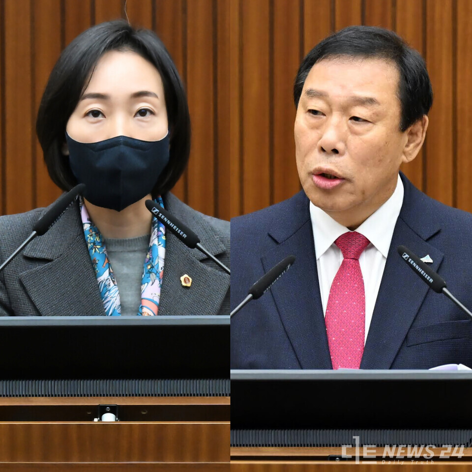 세종시의회 김효숙 의원과 최민호 세종시장이 메가 서울을 두고 설전을 벌였다. 세종시의회 제공