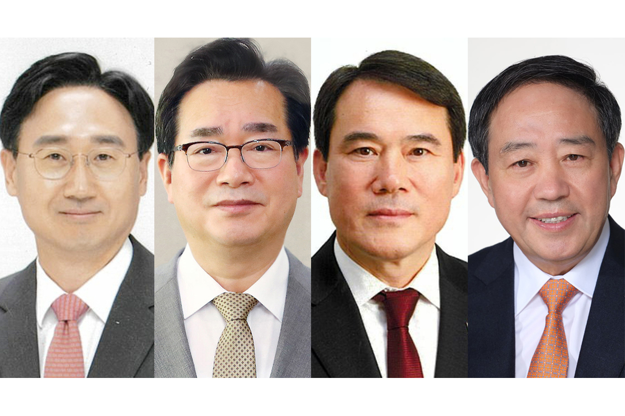 왼쪽부터 국민의힘 신범철 전 국방부 차관, 정황근 전 농림축산식품부 장관, 신진영 전 대통령실 행정관, 강승규 전 시민사회수석 비서관.