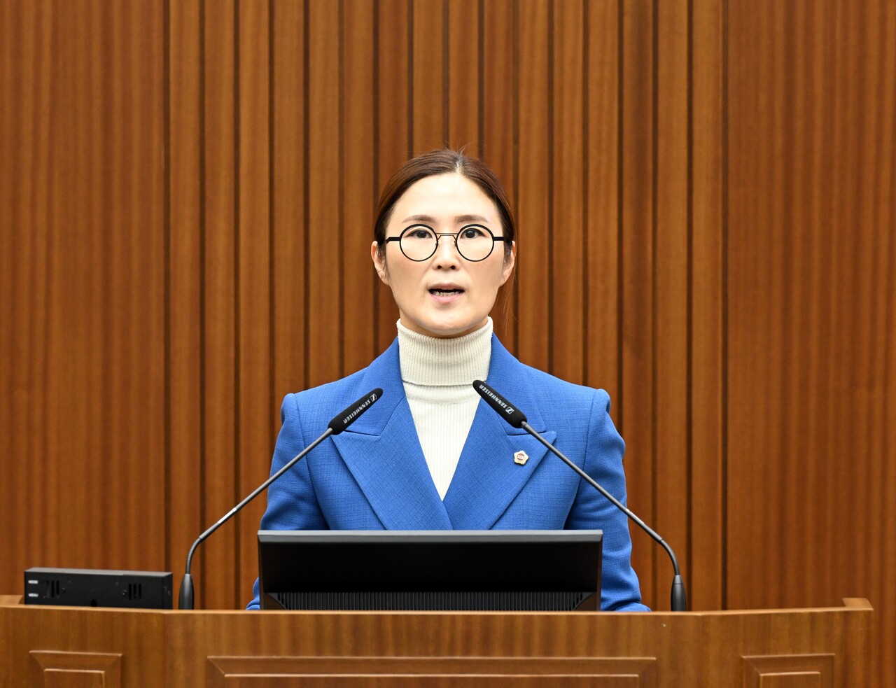 김현미 세종시의원(민주당, 소담동)이 24일 열린 임시회 5분발언을 통해 세종시 예산 운용 효율성에 대해 당부하고 있다. 세종시의회 제공.