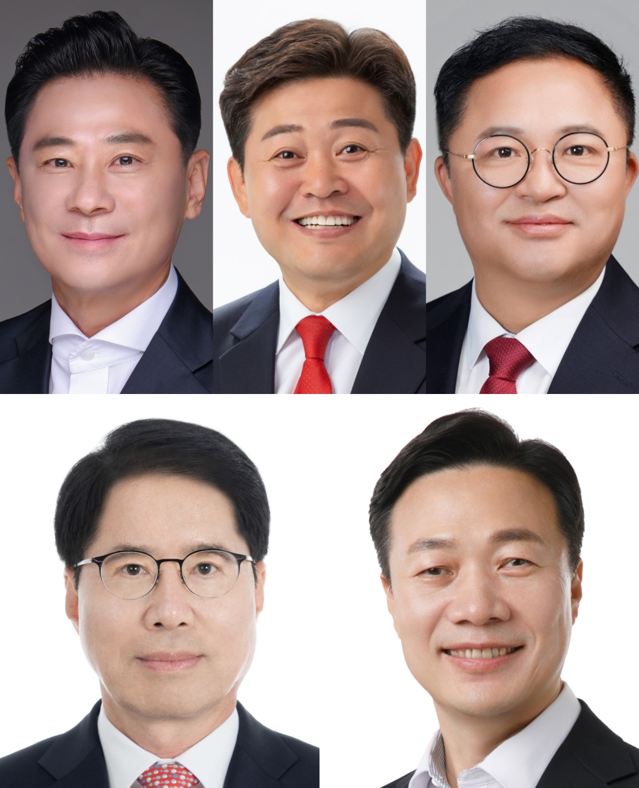 사진 윗줄부터 대전 서구갑 김경석 전 서구청장 예비후보, 조성호 전 대통령취임준비위원회 자문위원, 조수연 전 대전지검 검사, 서구을 이택구 전 대전시 행정부시장, 양홍규 전 서구을 당협위원장.