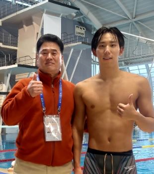 대전시청 수영팀 신명식 감독(왼쪽)과 조성재 선수(오른쪽).