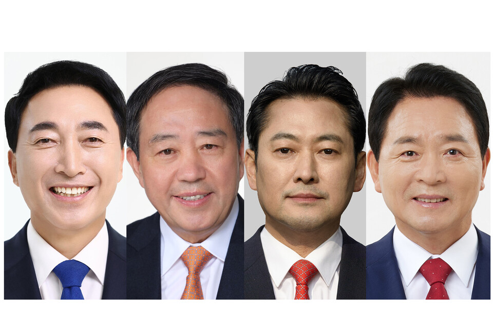 22대 총선, 충남 4대 격전지 당선자들. 왼쪽부터 더불어민주당 소속 공주·부여·청양 박수현 당선자, 국민의힘 소속 홍성·예산 강승규, 보령·서천 장동혁, 서산·태안 성일종 당선자. 자료사진.