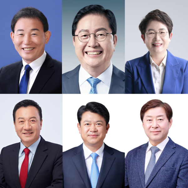 국회에 입성이 확정된 6명의 기초단체장 출신 국회의원 당선인. 시게방향으로 박용갑, 장종태, 박정현, 황명선, 복기왕, 엄태영 당선인. 