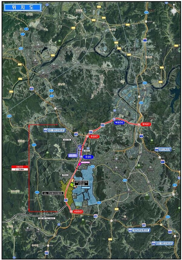 호남고속도로 지선 확장 사업 위치도. 대전시 제공.