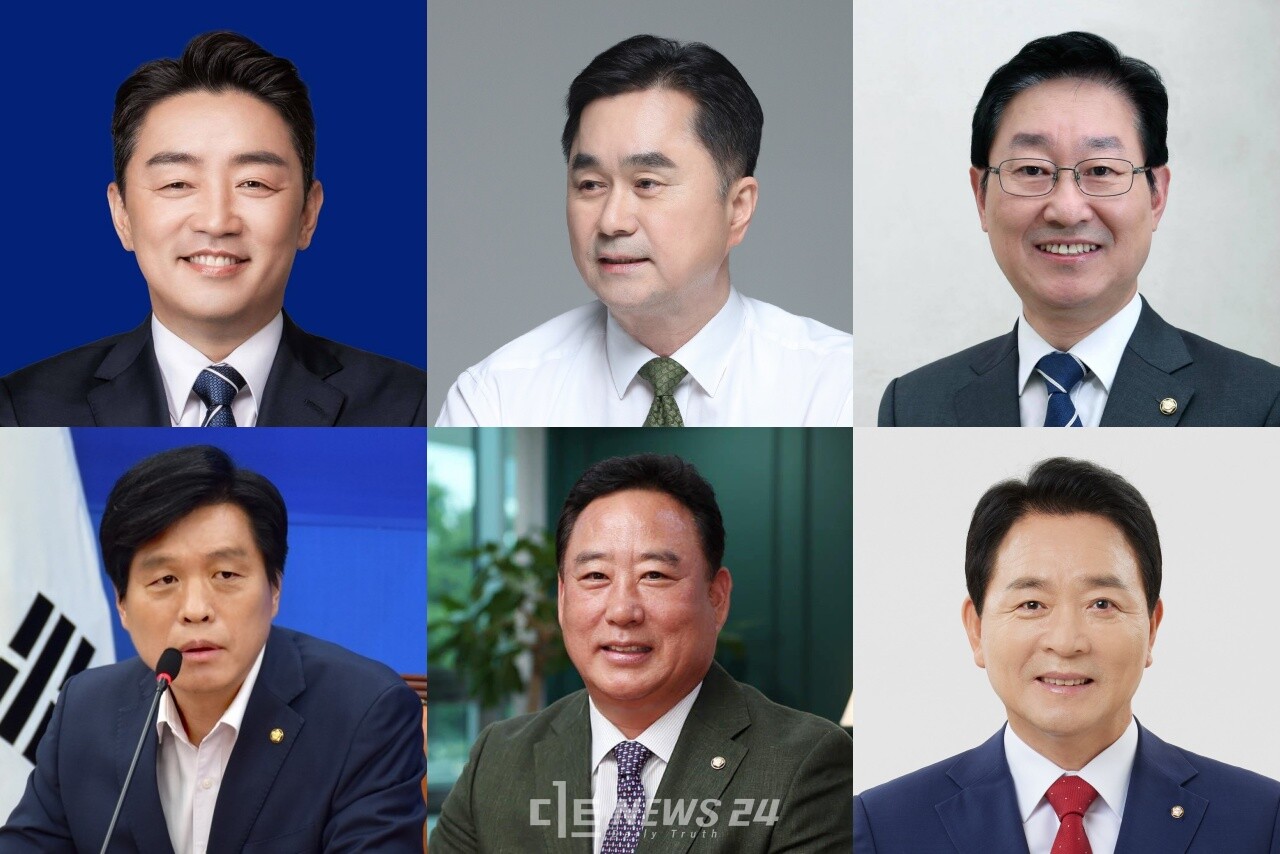 (윗줄 왼쪽부터 시계방향) 강훈식, 김종민, 박범계, 성일종, 어기구, 조승래 의원. 