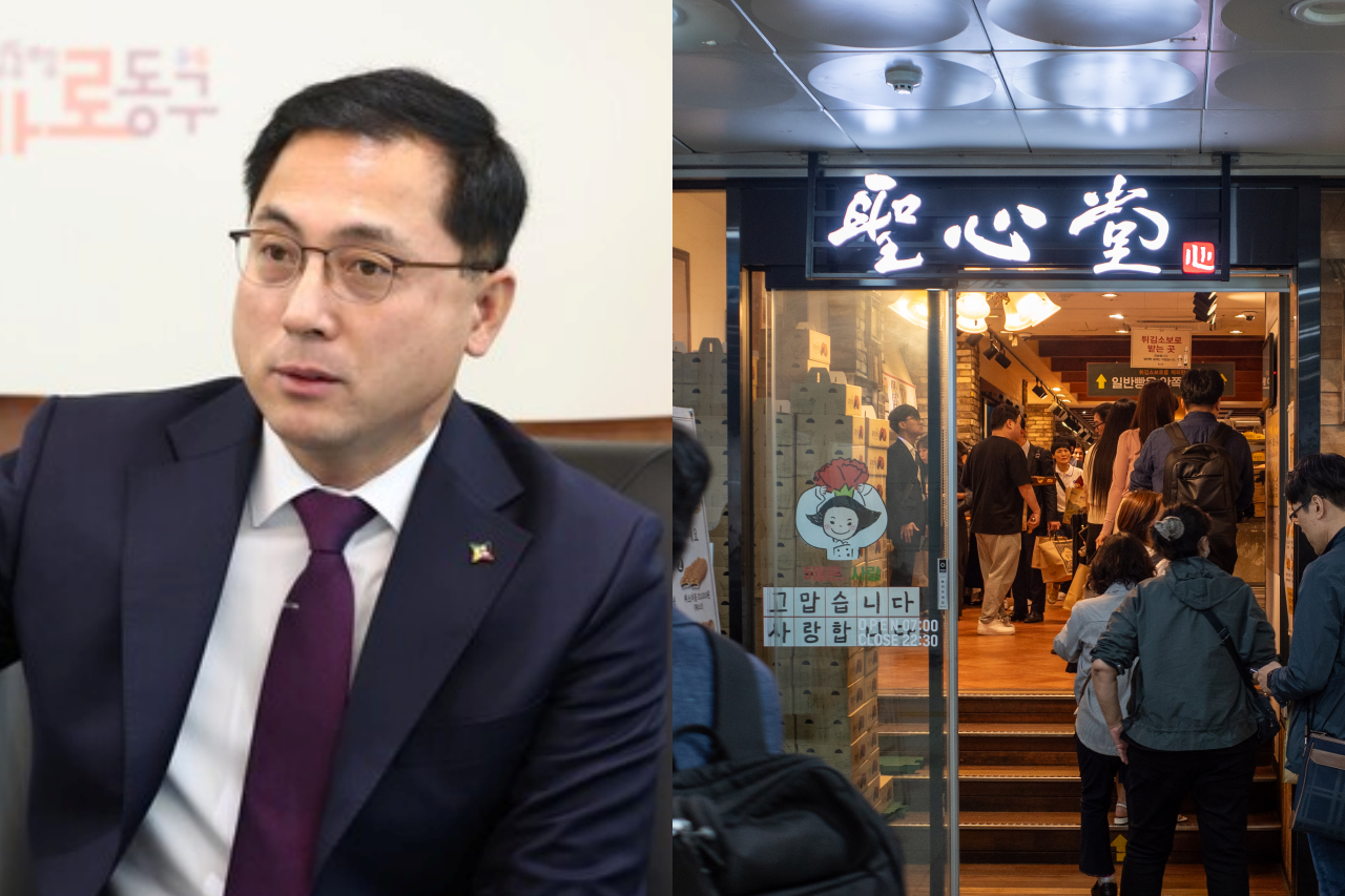 박희조 동구청장이 대전역 성심당 입점 관련 논란에 기업가치를 언급하며 대전역 인근에 남아야 한다는 당위성을 강조하고 있다. 사진 왼쪽부터 박 청장, 대전역 성심당 입구 모습. 자료사진.