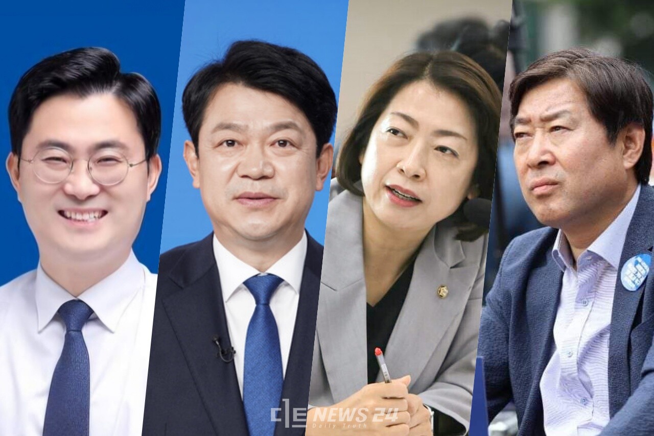 충청권 국회의원이 지역 현안 해결과 사회적 약자를 위한 법안을 발의하고 있다. (왼쪽부터) 이정문·복기왕·황정아·황명선 의원. 자료사진. 