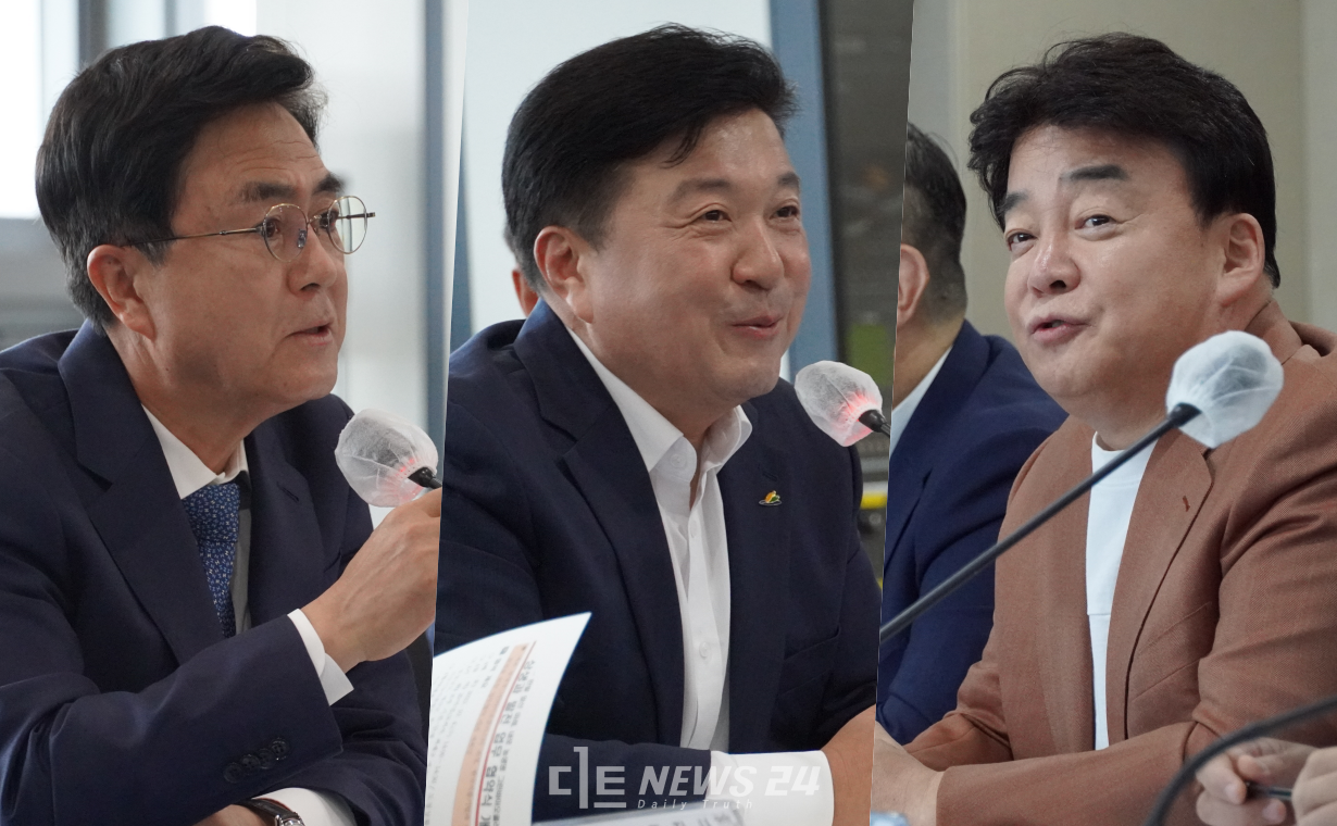 충남도와 예산군, 더본코리아 등 8개 기관이 '내포농생명그린바이오집적지구' 조성에 협력한다. 지난해 충남도청에서 열린 협약식 모습. 왼쪽부터 김태흠 충남지사, 최재구 예산군수, 백종원 더본코리아 대표. 김다소미 기자.