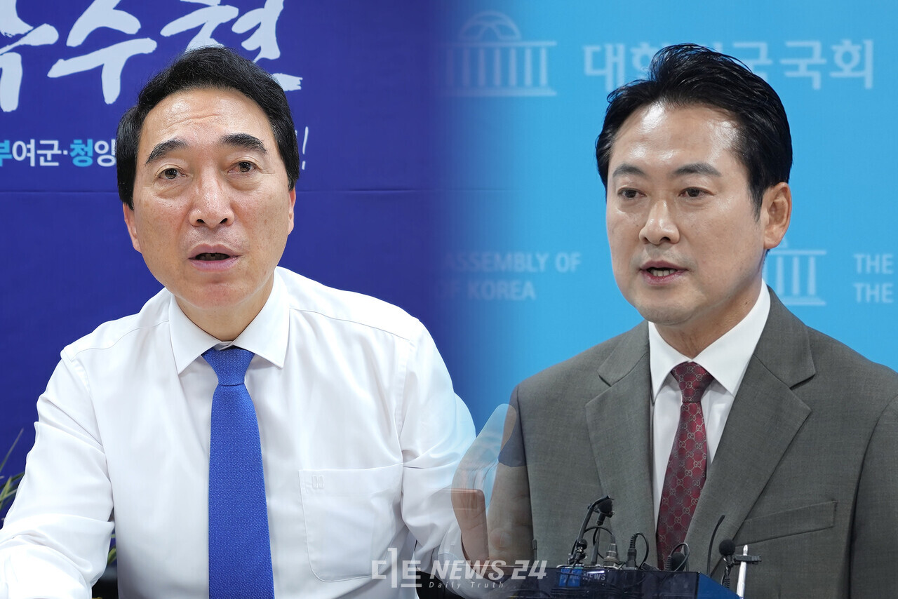 충청권 여야 국회의원이 김건희 여사 ‘황제조사’ 논란에 입을 열었다. 국민의힘 장동혁 의원(보령·서천)은 “국민이 판단할 문제”라고 했고, 더불어민주당 박수현 의원(공주·부여·청양)은 “특혜 조사”라고 주장했다. ⓒ황재돈 기자.