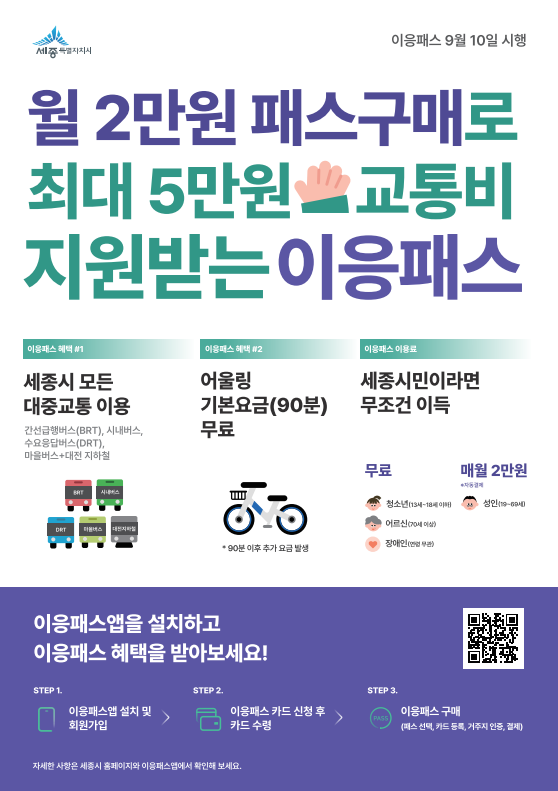 세종시, 내달 8일부터 이응패스 카드 발급