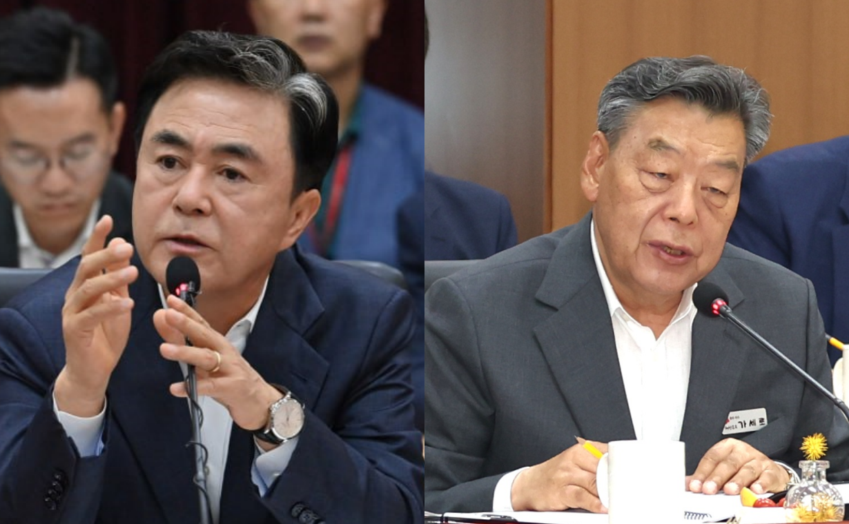 가세로태안군수(오른쪽)가 31일 '석탄화력발전소 단계별 폐지'에 따른 대체발전소 건설에 대한 절실함을 드러냈다. 