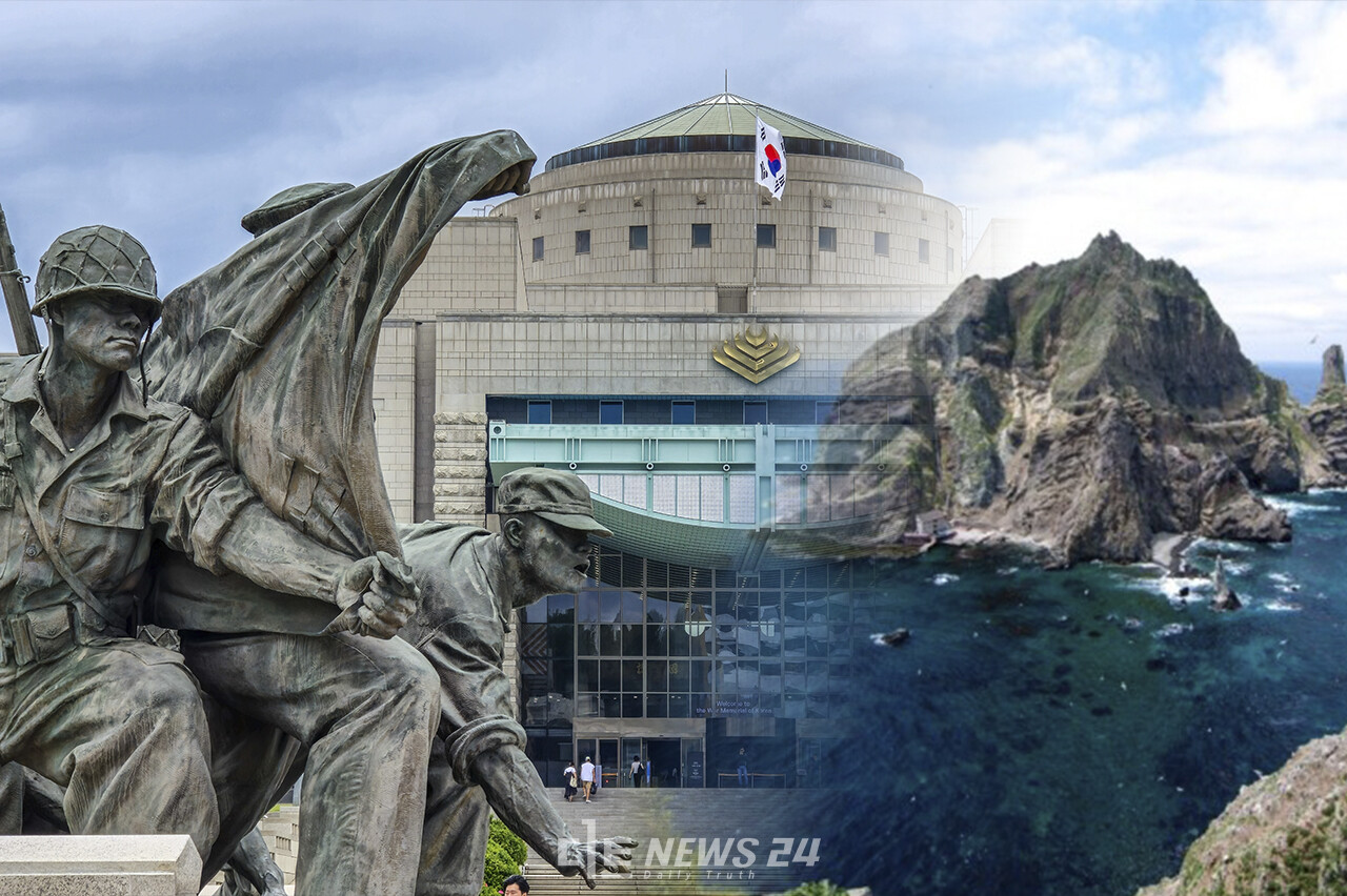 서울 용산구 전쟁기념관에 전시된 독도 조형물이 없어진 사실이 뒤늦게 알려지며 논란이 일고 있다. 지난 광복절을 앞두고 서울 지하철역에 설치된 독도 조형물이 철거된 데 이어 두 번째다. ⓒ황재돈 기자. 