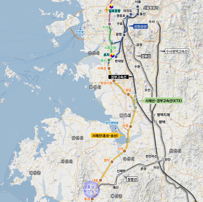 충남도는 서해선복선전철과 경부고속선(KTX)를 잇는 사업도 추진하고 있다. 오는 10월 기재부의 예타 결과가 나올 것으로 예상된다. 충남도 제공. 