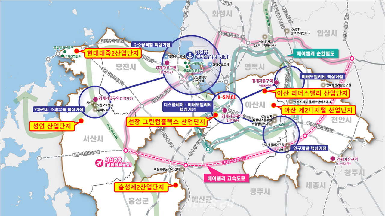 충남도는 지난 2022년 지정한 서산 현대대죽2 일반산단에 대한 개발 계획 변경을 10일자로 승인·고시했다. 충남지역 주요 산업단지 위치도. 충남도