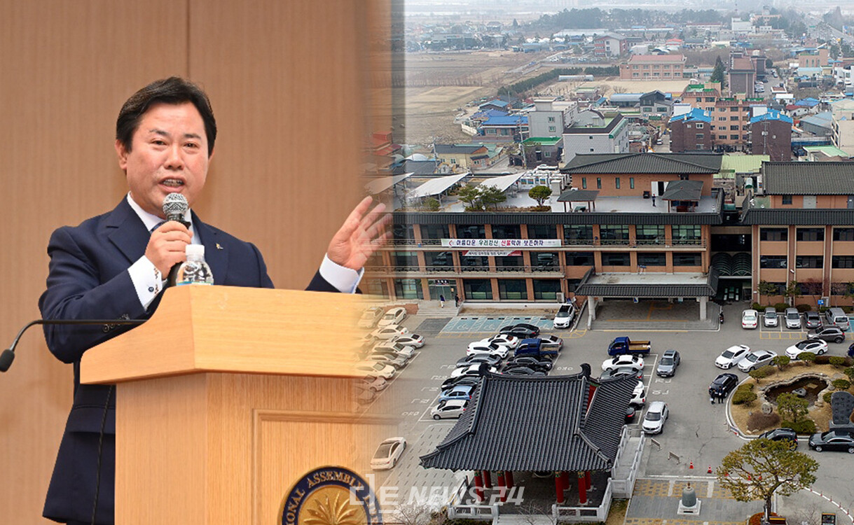 박정현 부여군수가 14일 국회 기본사회포럼이 주최한 '기본사회 실현을 위한 지방정부 정책 발표회'에서 지역화폐인 '굿뜨래페이'를 설명하고 있다. 부여군 제공 재편집. 