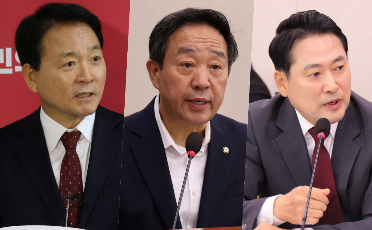 대표적인 친윤계 성일종(맨 왼쪽), 강승규 의원(가운데)과 친한계 장동혁 의원이 국회 비상계엄 해제 요구안 표결에는 다른 결정을 내렸지만, 사후 반응에는 침묵으로 공통된 반응을 보이고 있다. 각 의원 페이스북 갈무리. 