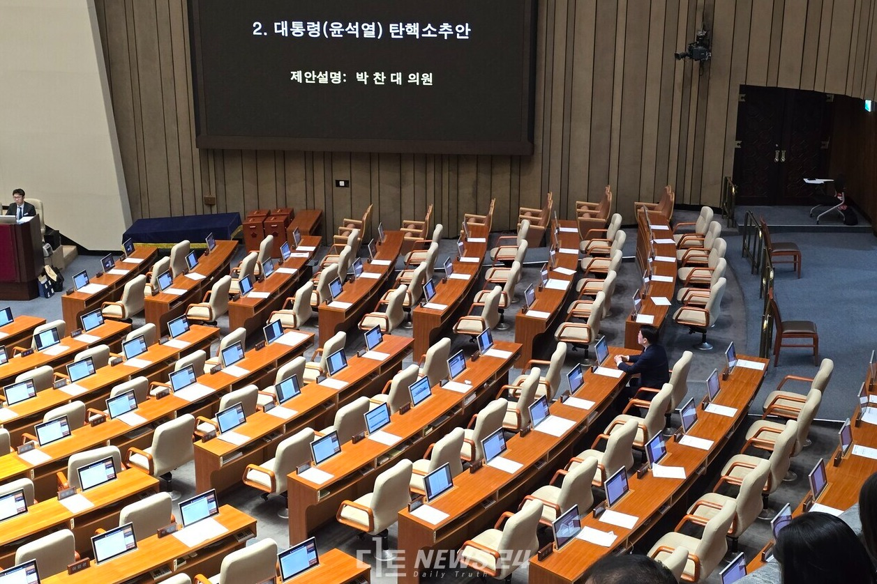 안철수 국민의힘 의원만이 본회의장을 지키고 있다. 황재돈 기자.