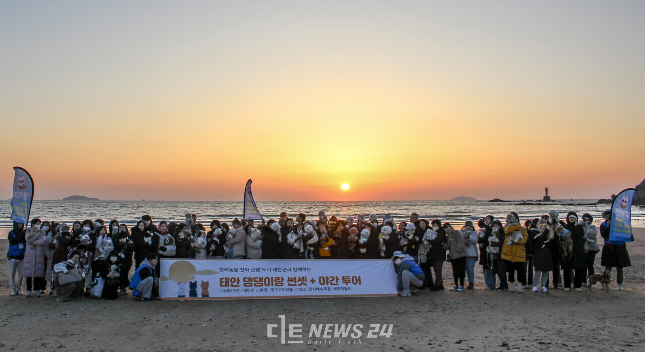 지난 3월 태안군 꽃지 해수욕장에서 진행한 ‘댕댕이랑 썬셋+야간투어’ 모습. 태안군
