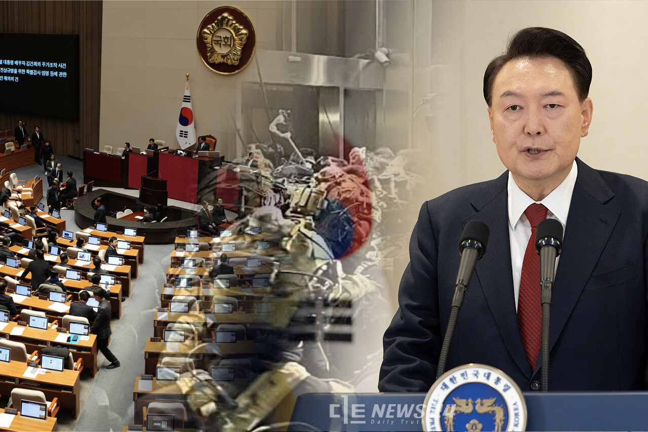 취임 후 야당과 첨예한 대립각을 세워온 윤석열 대통령. 급기야 2024년 12월 3일 늦은 밤 45년 만에 ‘비상계엄’을 선포하며 대한민국을 뒤흔들었다. 그러나 위헌·위법한 비상계엄의 후폭풍은 탄핵 정국으로 귀결됐다. 황재돈 기자. 