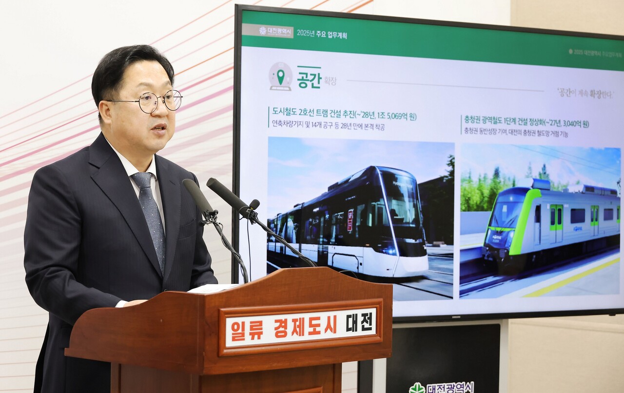 이장우 대전시장이 6일 오후 열린 신년 기자회견에서 특정 언론사 질문을 거부하며 적대감을 드러내 파장이 일고 있다. 대전시 제공.