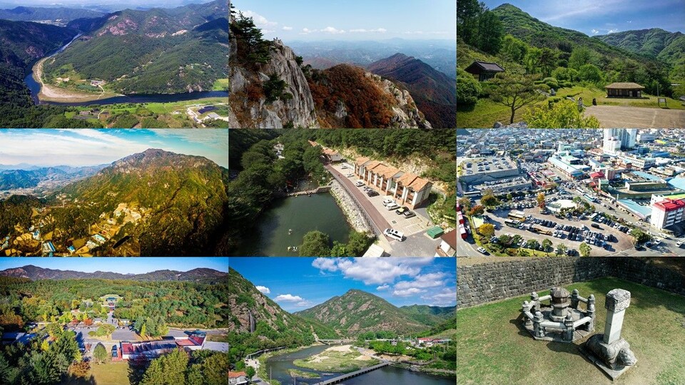 '고려인삼의 종주지'인 충남 금산은 자연 본연의 모습을 만끽하며 건강과 힐링까지 챙길 수 있는 가족 여행지로 손색이 없다. 사진 윗줄 왼쪽부터 적벽강 비단물길, 대둔산 낙조대, 진악산 개삼터. 가운뎃줄 왼쪽부터 서대산 산꽃세상, 산림문화힐링명소, 인삼 약령시장. 아랫줄 왼쪽부터 칠백의총 금성산, 월영산 원골, 태조태실 요광 은행나무.