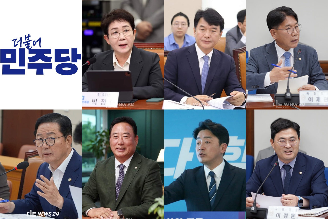 (윗줄 왼쪽부터 시계방향) 더불어민주당 박정현 의원, 문진석 의원, 이재관 의원, 이정문 의원, 강훈식 의원, 어기구 의원, 장종태 의원. 자료사진.