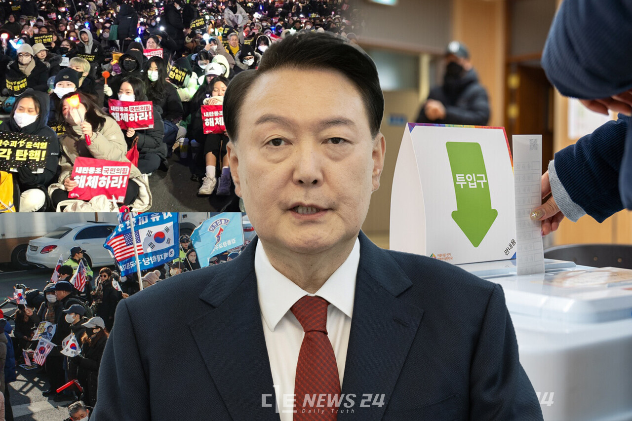 헌법재판소 탄핵심판이 지연되면서 ‘국민투표’로 윤석열 대통령 파면을 결정하자는 주장이 나왔다. 헌재가 문형배·이미선 재판관이 퇴임하는 4월 18일까지 선고를 지연시킬 경우를 대비해야 한다는 이유에서다. ⓒ황재돈 기자.