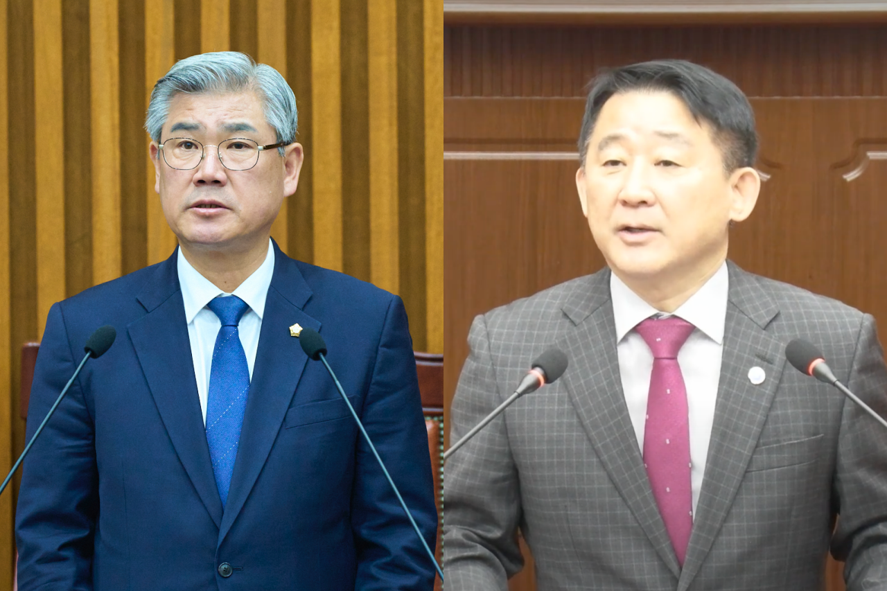 대전 서구의회 더불어민주당과 서철모 서구청장이 신경전을 이어가고 있다. 조규식 의장(왼쪽)이 비상계엄 관련 불성실한 답변 태도를 지적했지만, 서 청장이 "의회와 집행부가 함께 노력해야 한다"며 동분서답 답을 내놓으면서다. 서구의회 제공 및 구의회 생중계 화면 갈무리. 