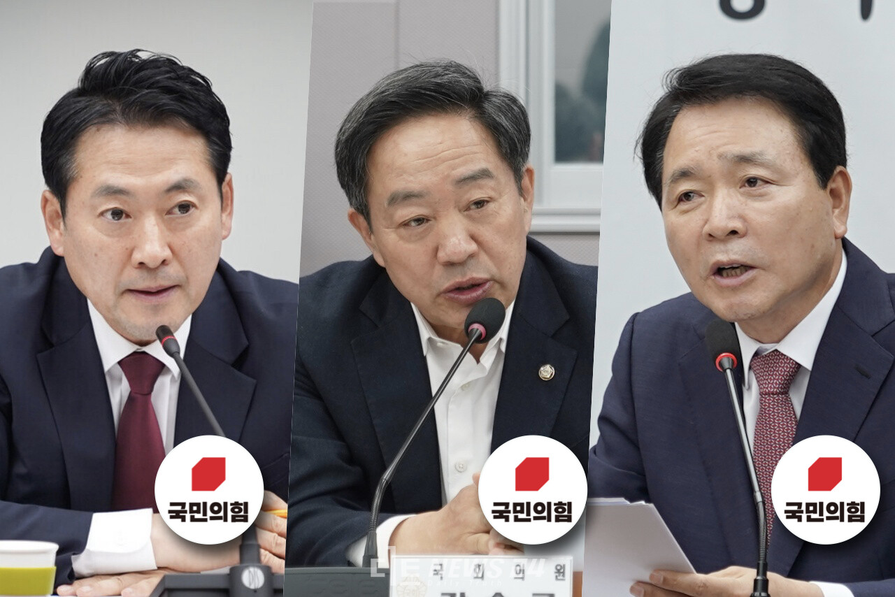 충청권 국민의힘 국회의원이 조기대선 정국에서 제갈길을 걷고 있다. 서로 다른 경선 캠프에 합류해 킹메이커 역할을 자처하는 모습이다. 차기 권력에 대한 지역 차원의 분산투자인지, 이해관계에 따른 각자도생인지 향후 대선 정국에서 눈여겨볼 대목이다. 사진은 왼쪽부터 장동혁·강승규·성일종 의원. ⓒ황재돈 기자.