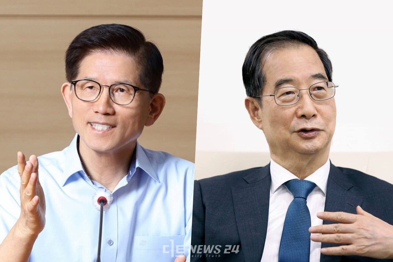 김문수 국민의힘 대선 후보와 한덕수 무소속 후보가 7일 단일화 담판 회동에 나섰지만, 합의점을 찾지 못한 채 마무리됐다. 국민의힘은 이날 사흘 연속 의원총회를 열어 후보 단일화 추진 방안을 논의할 예정이다. 자료사진.