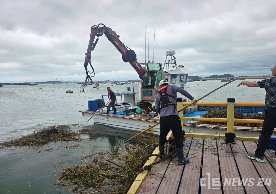 충남 서산시가 지난 16일부터 17일까지 내린 집중호우 피해 복구에 구슬땀을 흘리고 있다. 사진은 서산지역 곳곳에서 진행된 폭우피해 응급복구 모습. /서산시