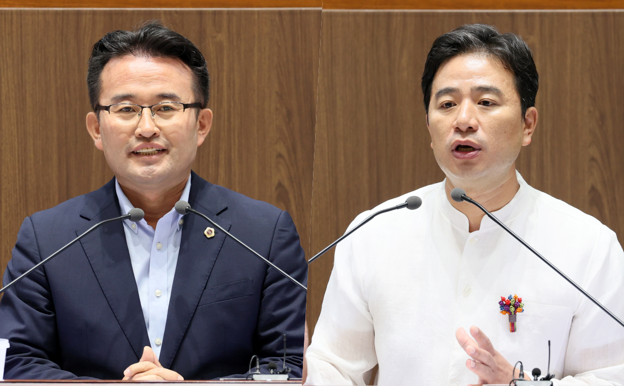 왼쪽부터 안장헌 의원과 신영호 의원. 충남도의회 제공. 