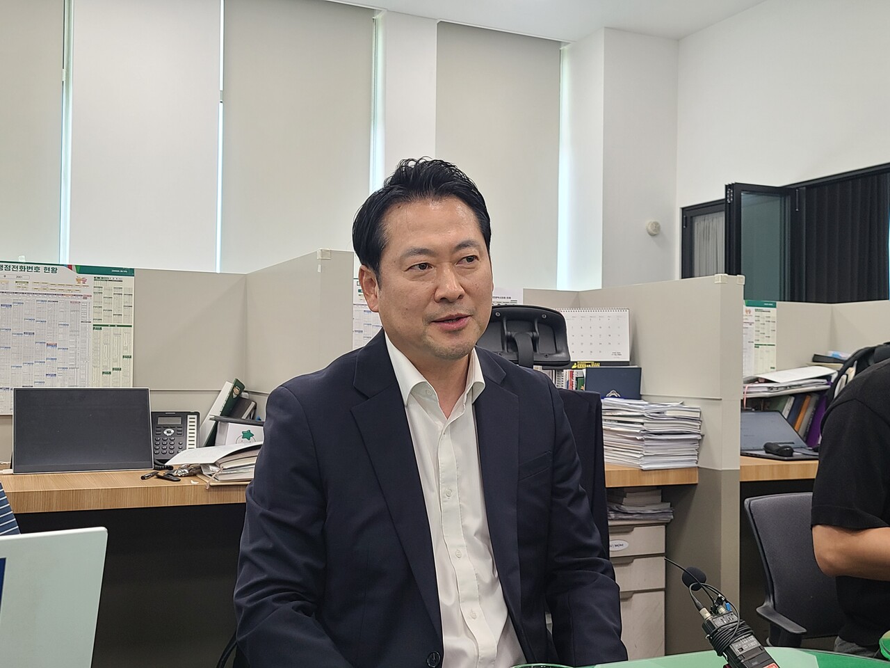 국민의힘 당대표 출마 후보 등록을 마치고 대전을 방문한 장동혁 국회의원. 한지혜 기자.