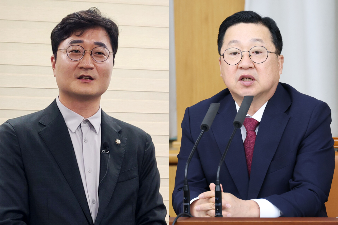 장철민 더불어민주당 국회의원(사진 왼쪽)과 이장우 대전시장(사진 오른쪽)이 민선 8기 공공기관 이전 준비 행정을 두고 공방을 벌이고 있다. 자료사진.