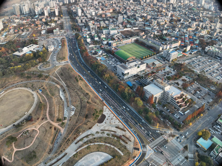 새롭게 개통된 온양대로1-1호(문화로) 확포장공사(1구간) 구간. 아산시 제공