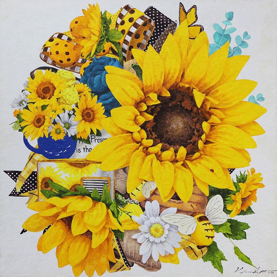 ‘The Present-삶의 향기’ 김일주, 91×91㎝, Acrylic on Korean paper, 2025.